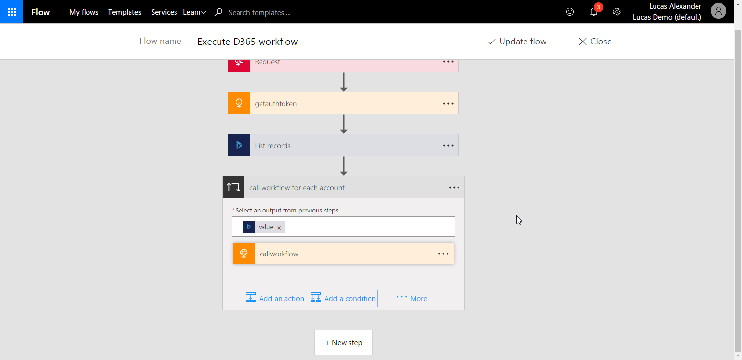 Loop through retrieved accounts