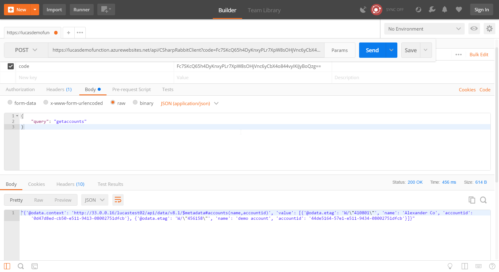 Postman C# function call